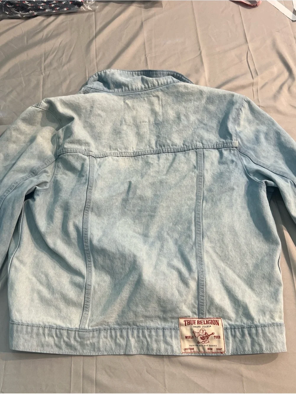 Y2K True Religion Mens Jesse Single Needle Denim Jacket L 108073 Light Wash Jean